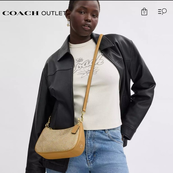 Coach Gold Shoulder Bag Teri Crystal SHB - Picture 2 of 7